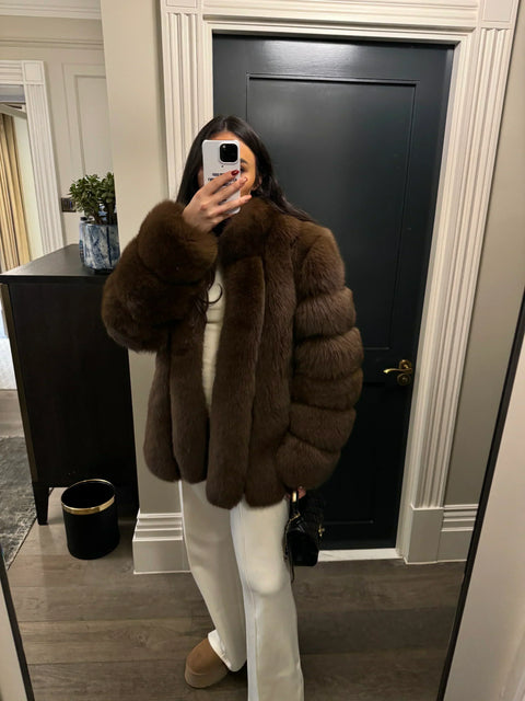 STRAIGHT ROWS LONG COAT CHOCO