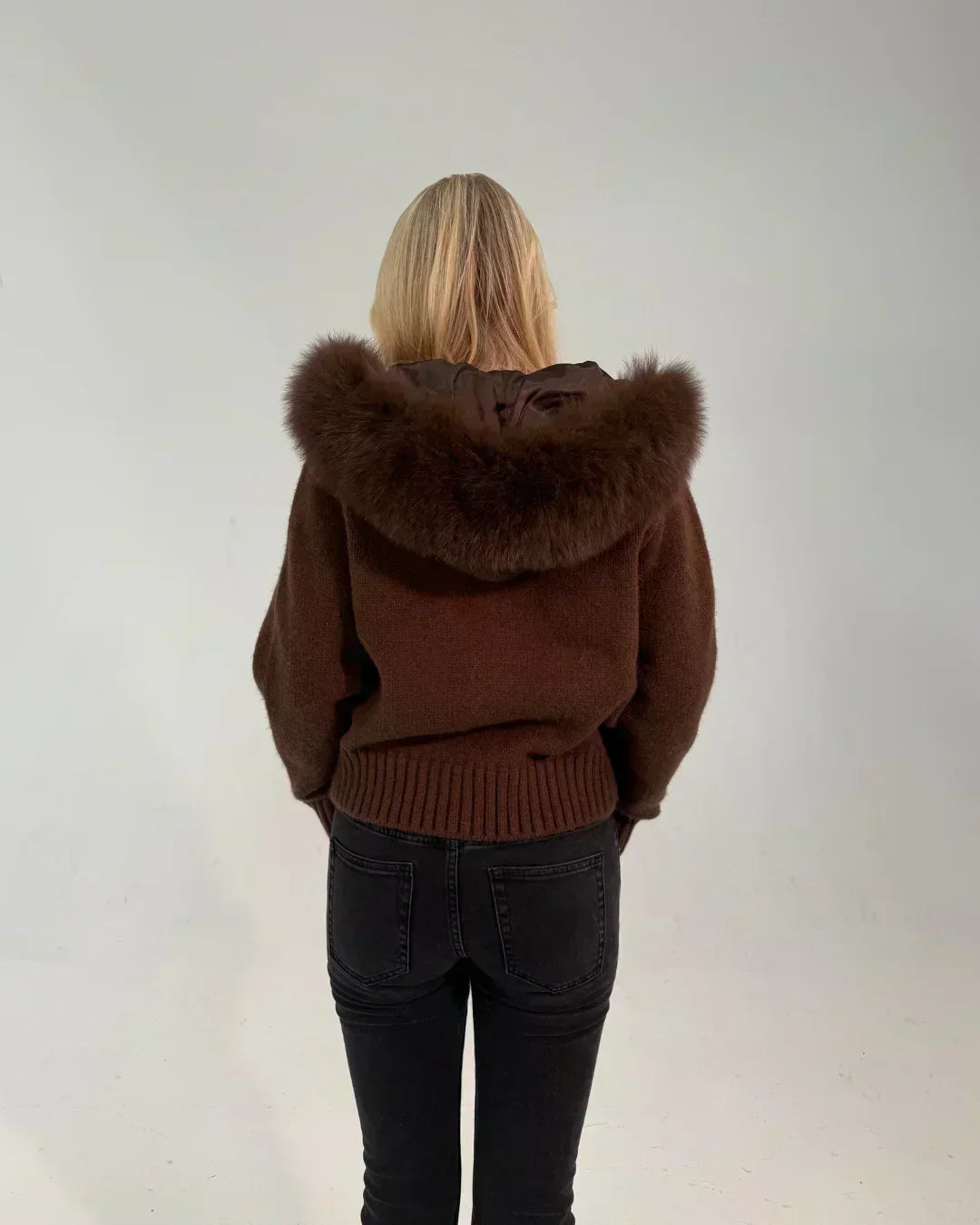 FUR ZIP JACKET CHOCOLATE