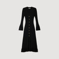 SANDRA LONG KNITTED DRESS WITH RUFFLE BLACK