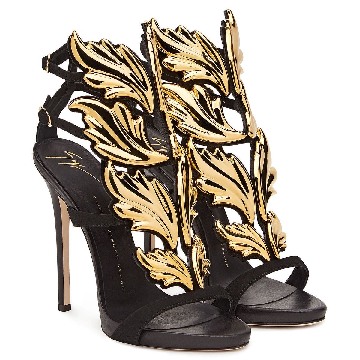 BLACK GOLD ANGEL HEELS