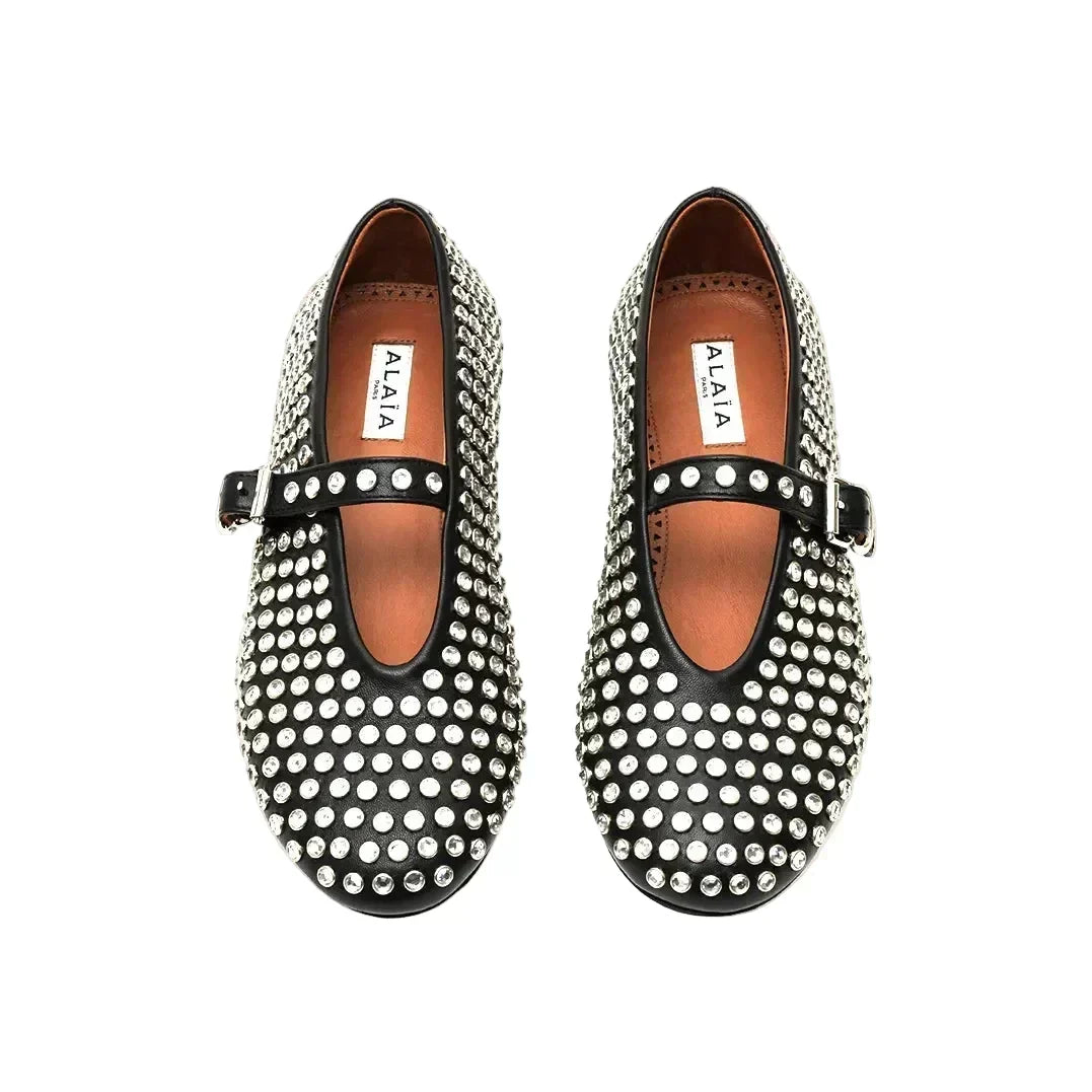 ALAÏ BLACK STUDS BALLET FLATS