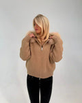 FUR ZIP JACKET BROWN