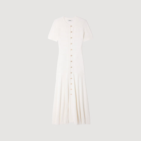 SANDRA LONG KNITTED WHITE DRESS