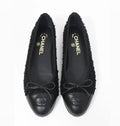 BLACK TEXTURED BALLERINA FLATS