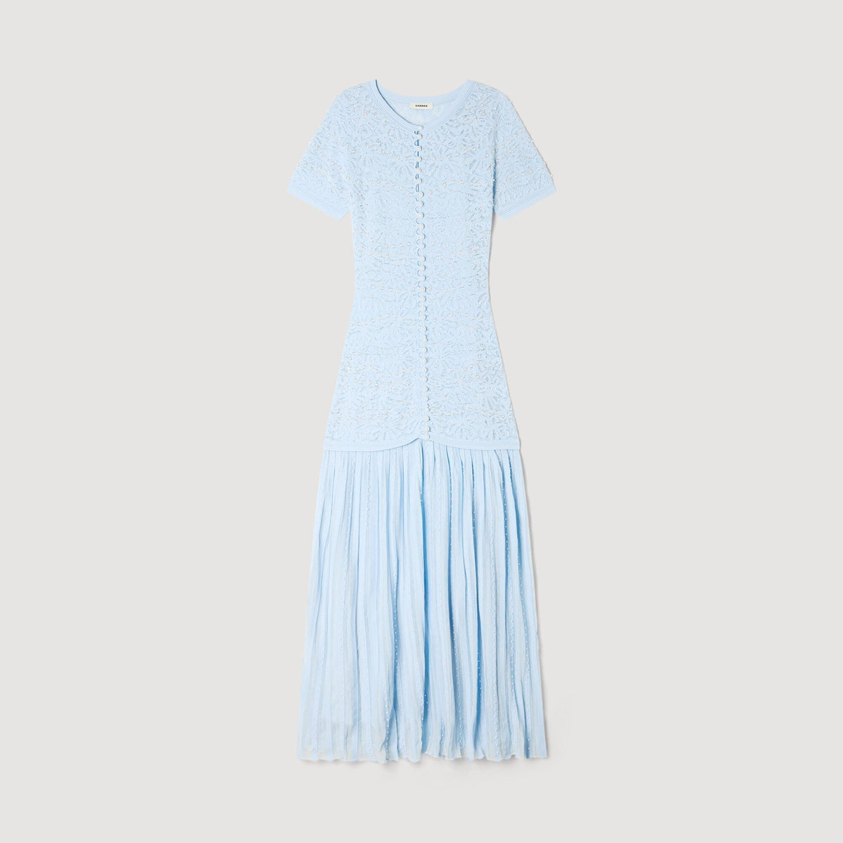 SANDRA BEADED KNIT MAXI DRESS BLUE