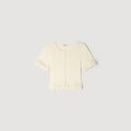 SANDRA RUFFLED KNIT CARDIGAN WHITE