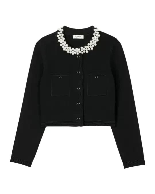SANDRA BEADED COLLAR CARDIGAN