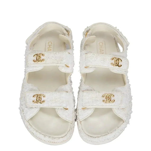 WHITE TEXTURED SANDALS