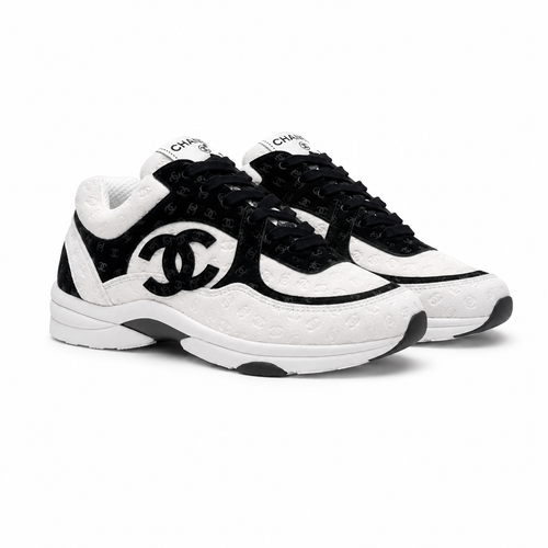 C WHITE & BLACK SNEAKERS