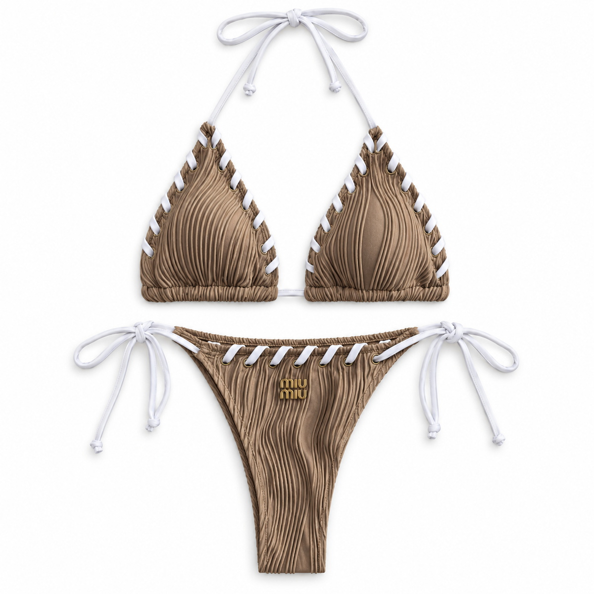MIUE BROWN WHITE BIKINI