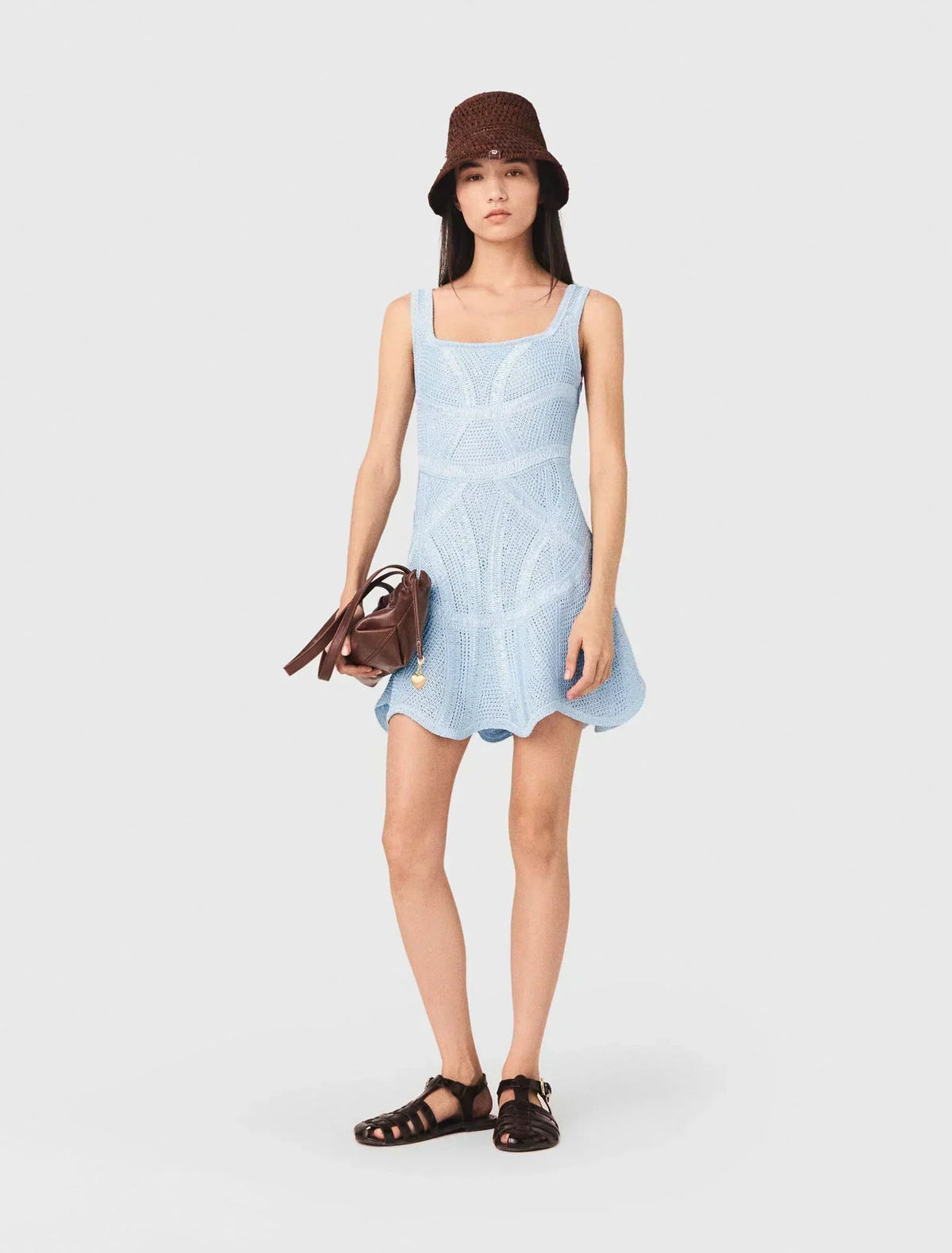 MAJE DRESS SHORT CROCHET BLUE